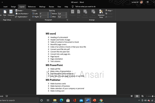 I will do all projects of ms word, ppt and publisher