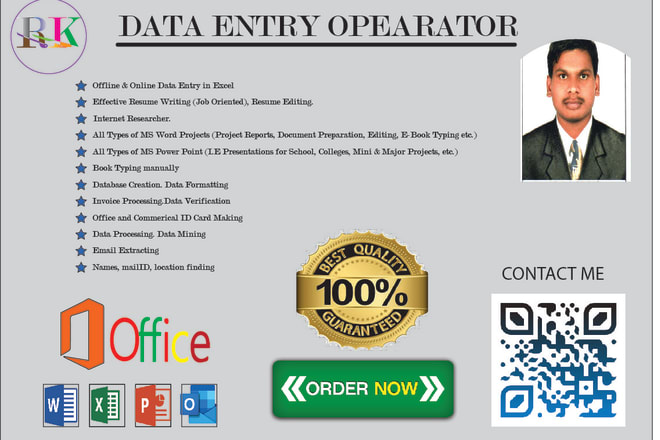 I will do all types of data entry and msoffice works