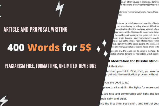 I will do article and proposal writing in 24 hour