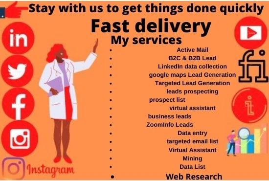 I will do b2b b2c lead generation and virtual assistant data entry