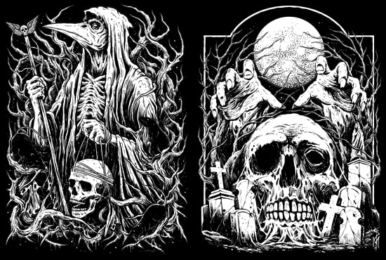 I will do brutal, death, black metal band artwork illustration