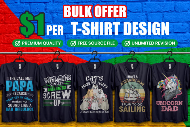 I will do bulk t shirt design custom t shirt design