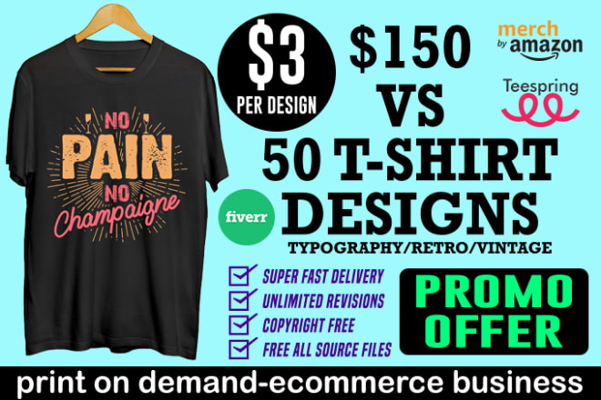 I will do bulk t shirt design for print on pod business