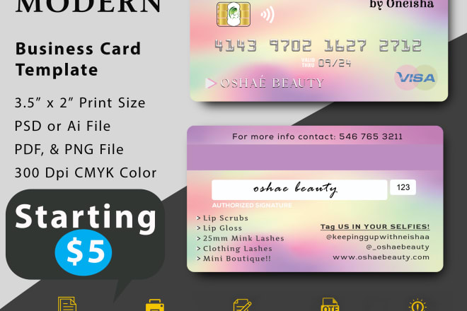 I will do business card design, credit card design