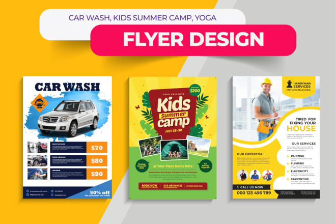 I will do car wash, digital flyer, kids summer camp, yoga, and leaflet design