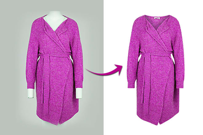 I will do cloth image editing ghost mannequin remove and neck joint