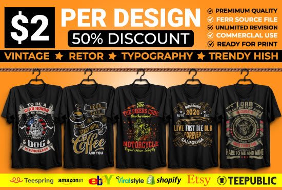 I will do custom t shirt design and bulk t shirt design for your pod business