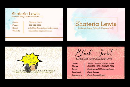 I will do cute girly or feminine logo business cards and thank you cards