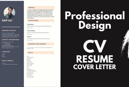 I will do cv resume cover letter design in a professional way