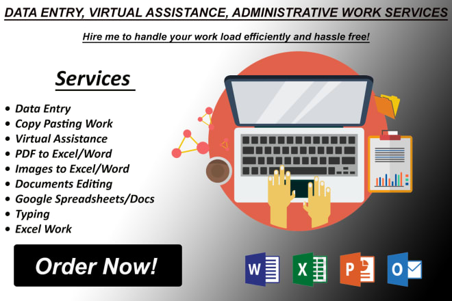 I will do data entry virtual assistance copy paste typing work