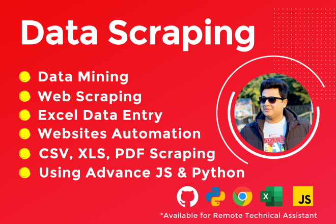I will do data scraping, web scraping, and data entry excel