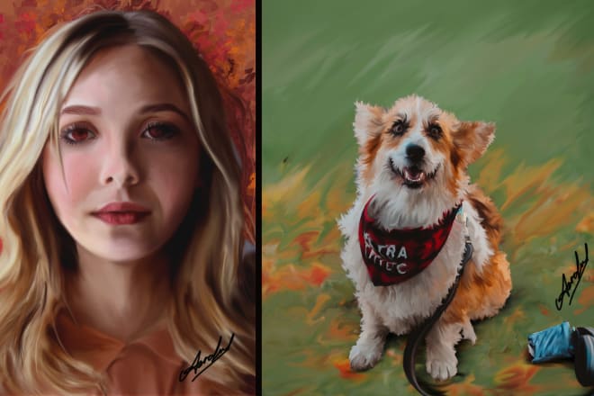 I will do digital painting,pets painting and caricatures