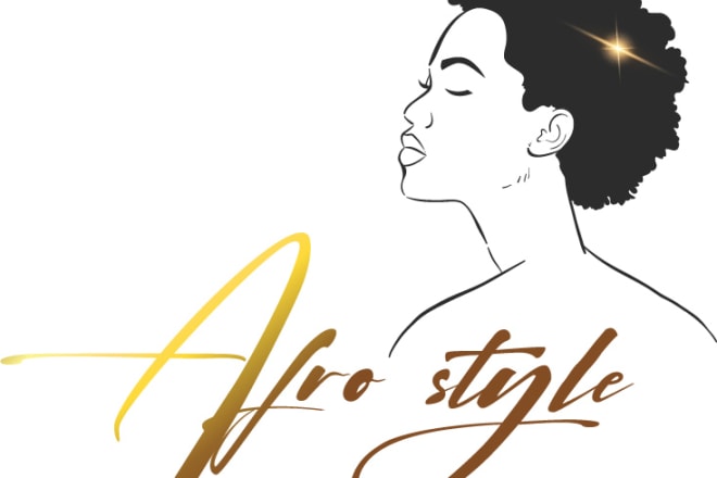 I will do eyelashes, afro style, beauty salon, and cosmetics logo