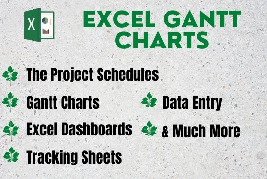 I will do gantt charts, schedules, a dashboard in excel