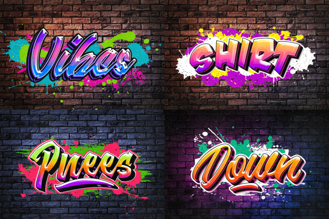 I will do neon 80s graffiti music chrome feminine logo or label