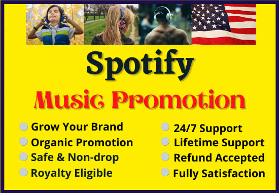 I will do organic spotify music promotion to go viral to USA