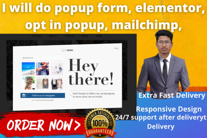 I will do popup form, elementor, opt in popup, mailchimp,
