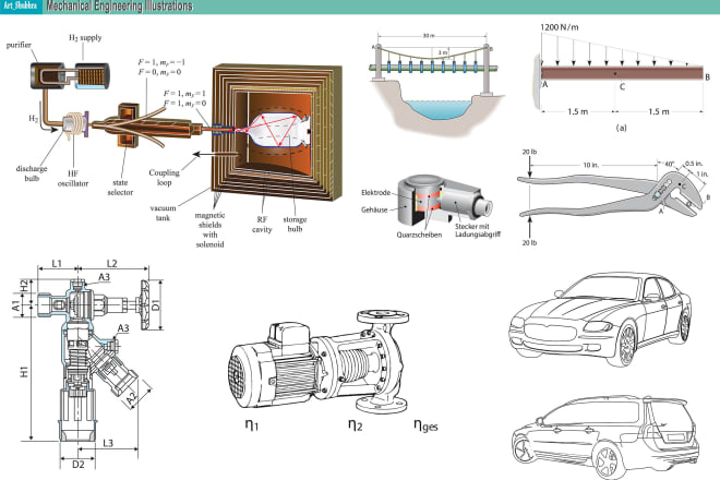 I will do professional technical engineering illustrations for you