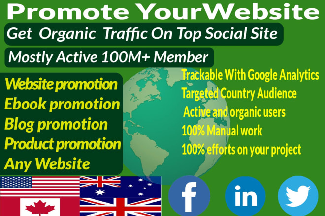 I will do promote and advertise your website or any link for traffic