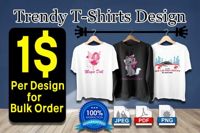 I will do trendy t shirts design in 24hrs