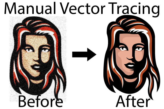 I will do vector tracing, manual tracing,vector conversion, refresh image, redraw photo