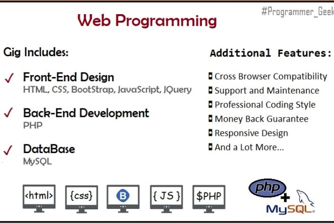 I will do web programming in PHP, javascript, jquery, CSS and HTML