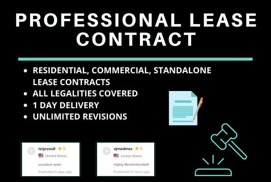 I will draft a professional lease contract, lease agreement, rent agreement