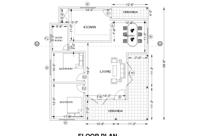 I will draw 2d architectural floor plan or any sketch drawing
