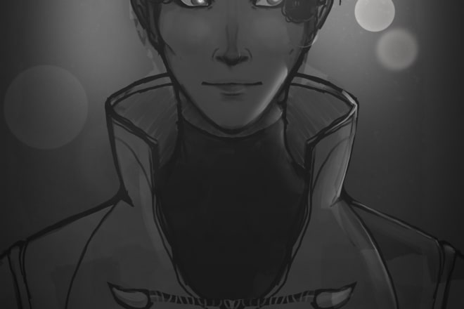 I will draw a digital portrait of your dnd character in greyscale