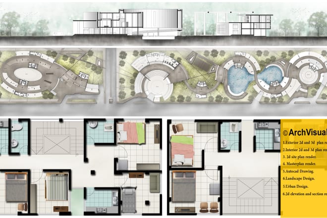 I will draw and render architectural 2d plan with autocad,photoshop