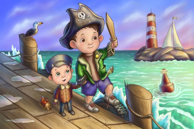 I will draw children book illustrations and create book characters