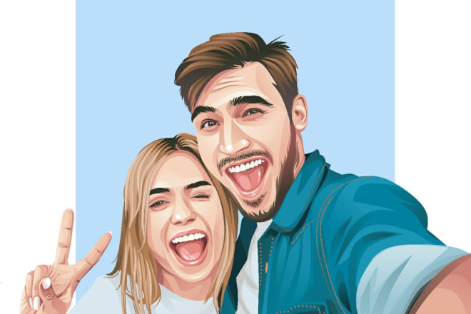 I will draw couple, family or group to vector cartoon portrait