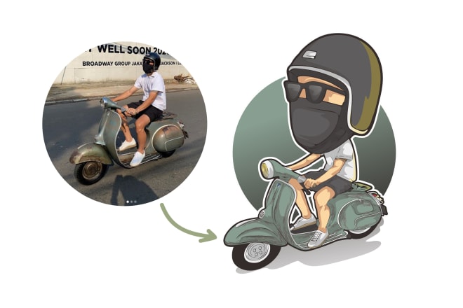 I will draw vector art cartoon from your motorcycle or any vehicle