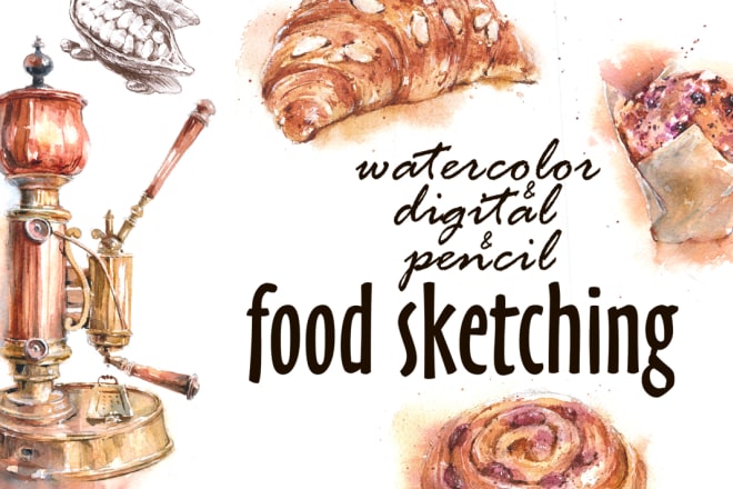 I will draw watercolor, pencil, digital illustrations, sketching of food