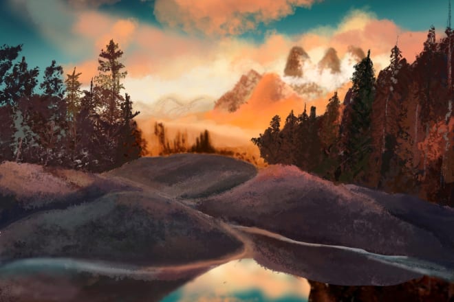 I will draw your landscape picture digital in artistic art