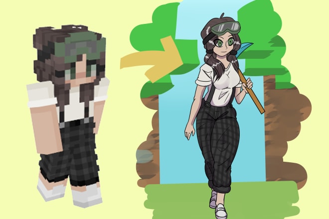 I will draw your minecraft or roblox skin as an anime character