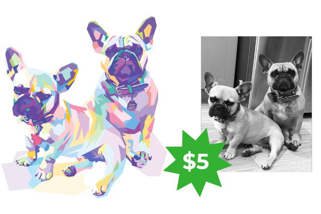 I will draw your pet portrait with wpap pop art style
