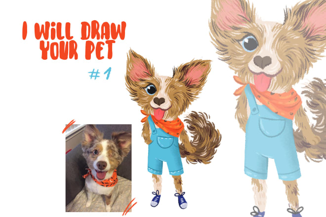 I will draw your pets in cartoon style