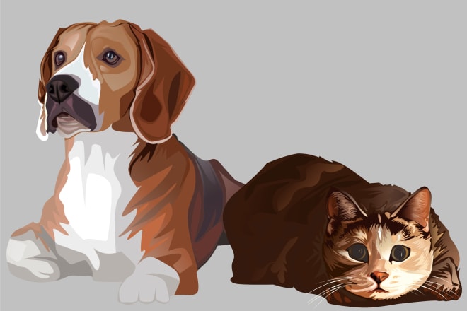 I will draw your pets into cartoon vector art in 24 hours