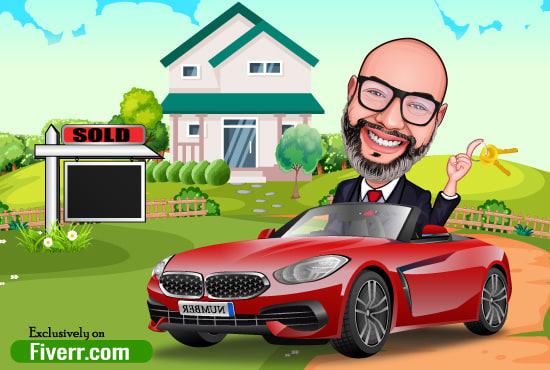 I will drow cartoon caricature for real estate business from your photo