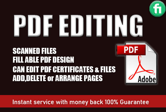 I will edit PDF jpg text document certificate record and scanned files