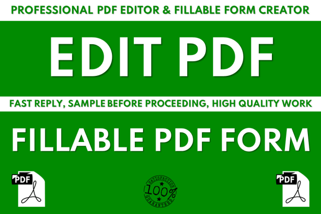 I will edit pdf, modify document, pdf editing or create fillable form