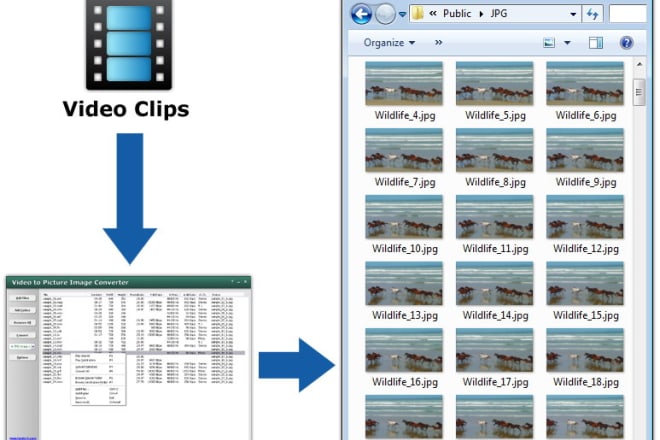 I will extract all images, screenshots, photos, pictures or frames from video clip