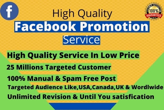 I will facebook promotion and advertising service in worldwide