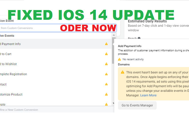 I will fix the IOS 14 update and install the facebook pixel