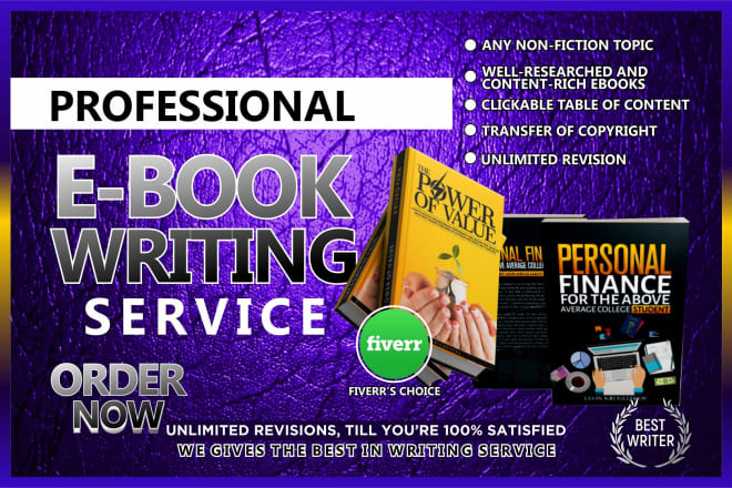 I will ghostwriter kindle ebook writer, deliver high quality ebook ghostwriter service