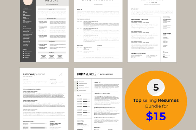 I will give you a bundle of 5 top selling resume,cover letter