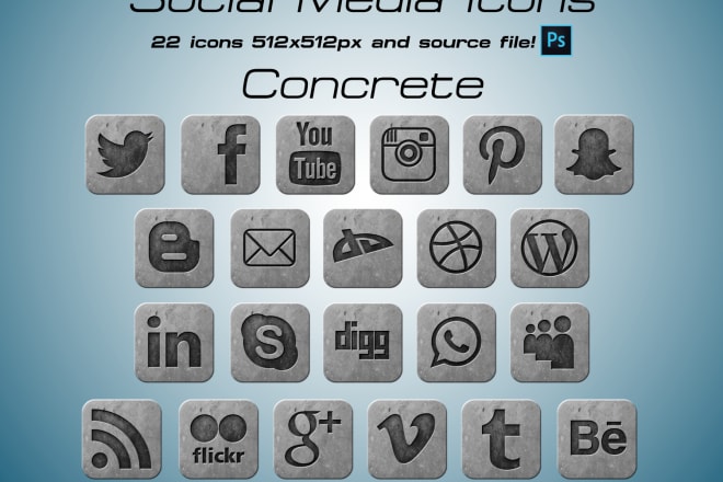 I will give you Social Media Icons Bundle Concrete style