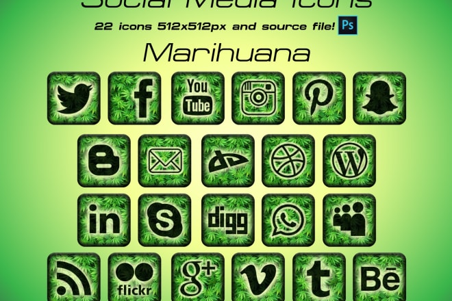 I will give you Social Media Icons Bundle Marihuana style