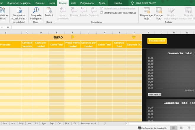 I will hacer una planilla de excel orientada a control ventas